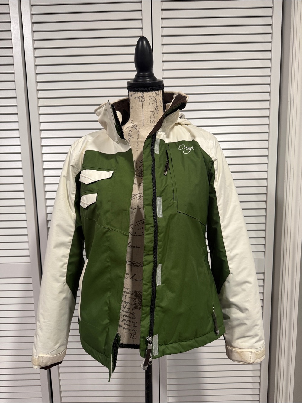 Orage Olive Green and White Women's Ski Jacket